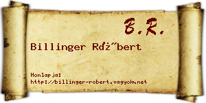 Billinger Róbert névjegykártya